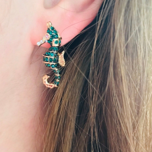 Crystal Seahorse Earrings - Picture 4 of 5